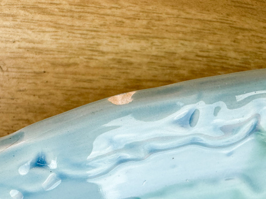 Set of Four Pretty Blue Bird Plates and Platter