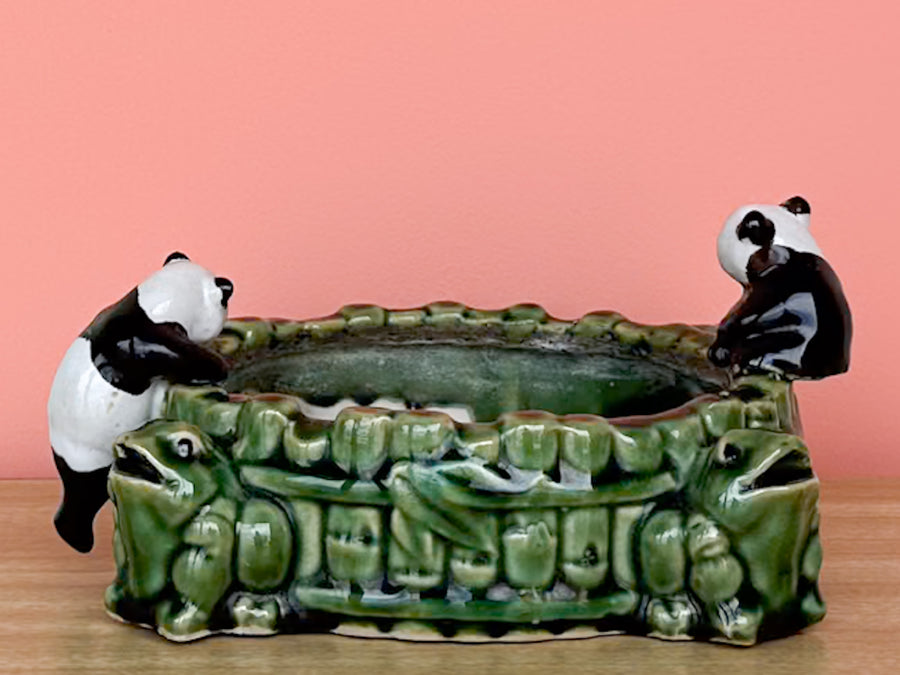 Panda and Frog Faux Bamboo Cachepot