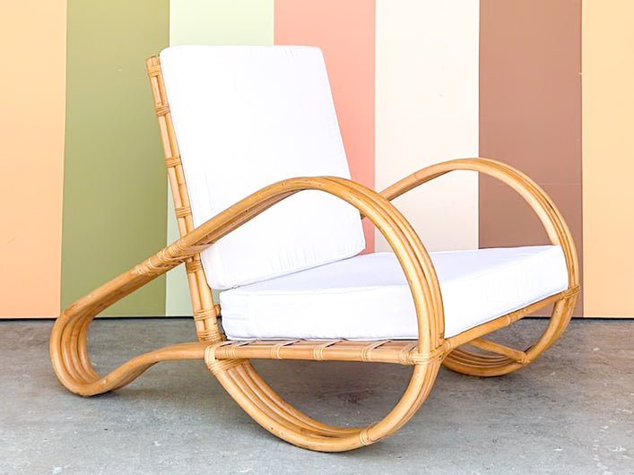 Old Florida Style Rattan Lounge Chair
