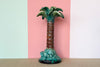 Set of Three Majolica Palm Tree Candle Holders