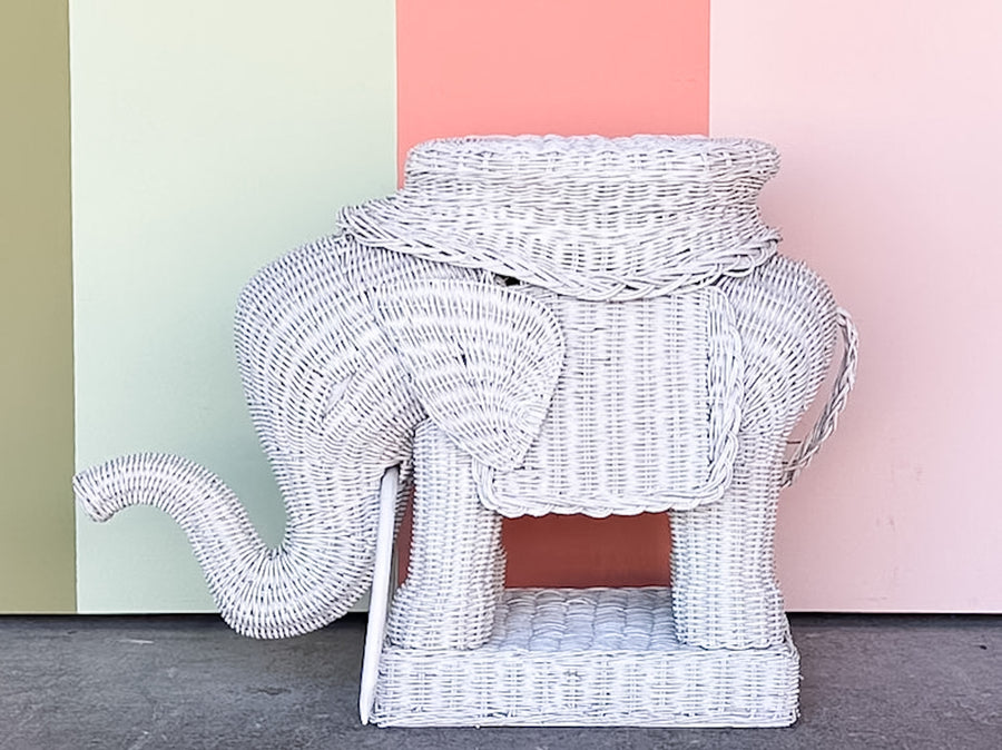 Wicker Elephant Garden Seat