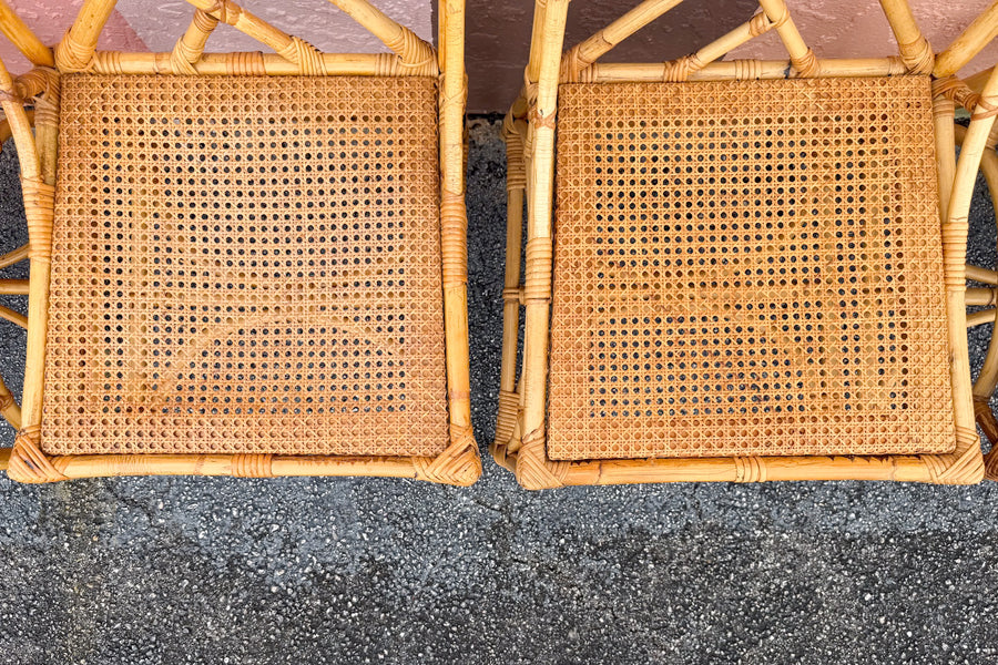 Set of Six Chippendale Rattan Dining Chairs