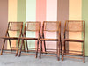Set of Four Bamboo and Cane Folding Chairs