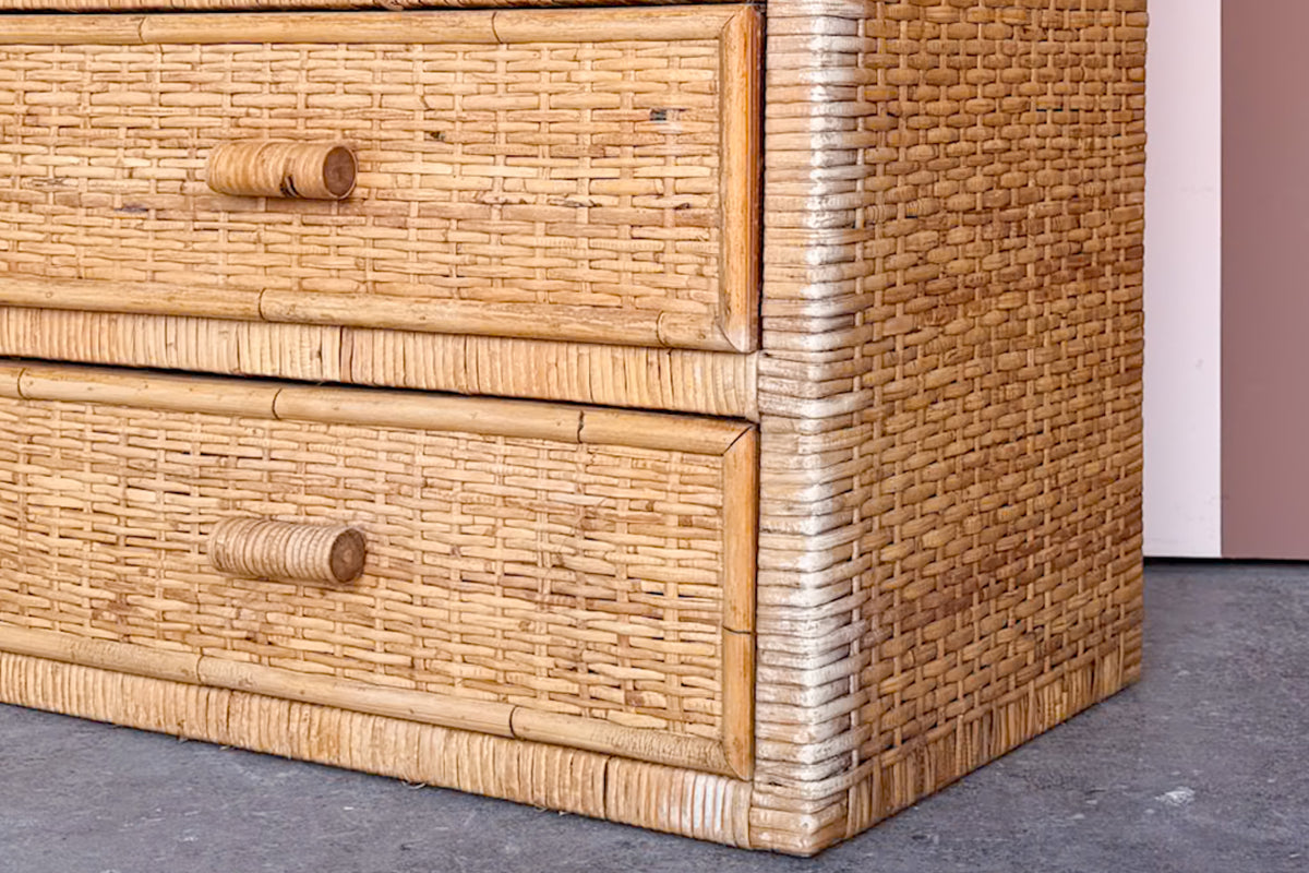 Island Style Rattan Wrapped Oversized Nightstand