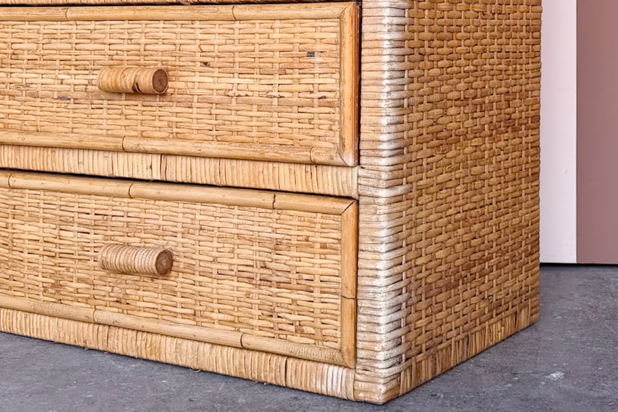 Island Style Rattan Wrapped Oversized Nightstand