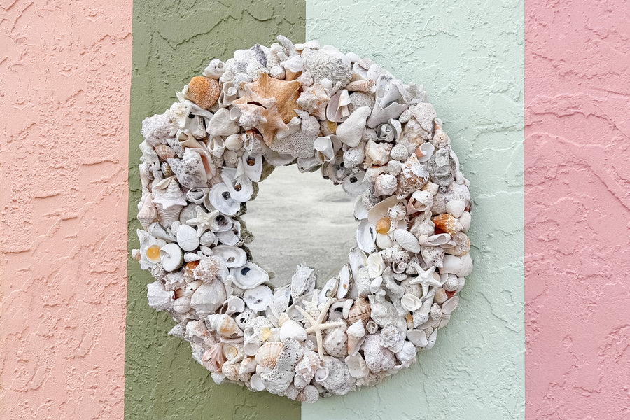 Island Chic Bahamian Shell Round Mirror