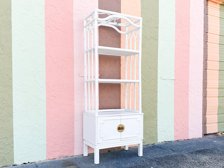 Faux Bamboo Rattan Pagoda Etagere