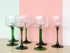 Set of Six French Green Stemware