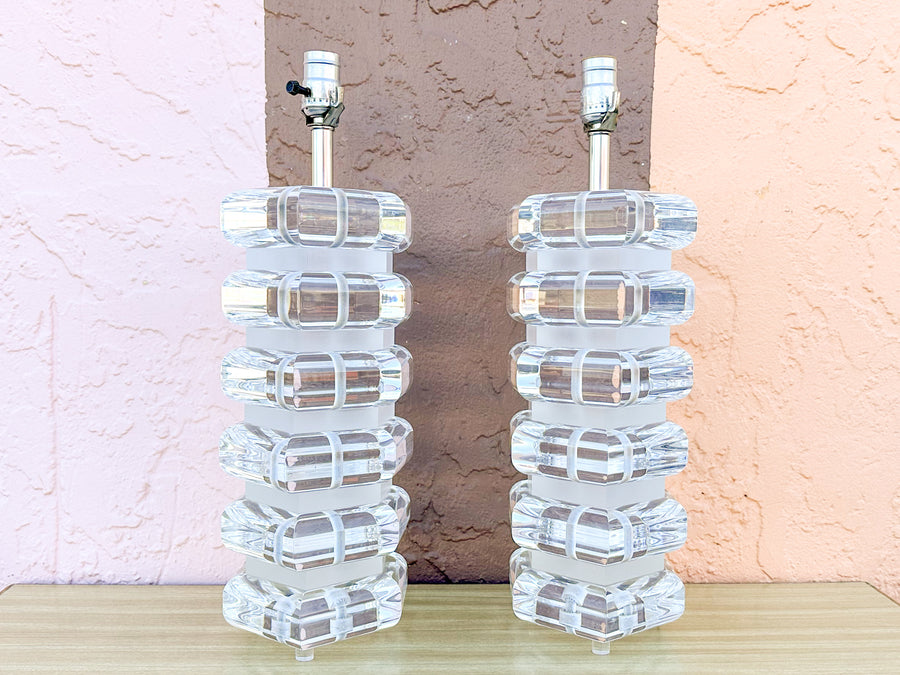 Pair of Fab MCM Lucite Lamps
