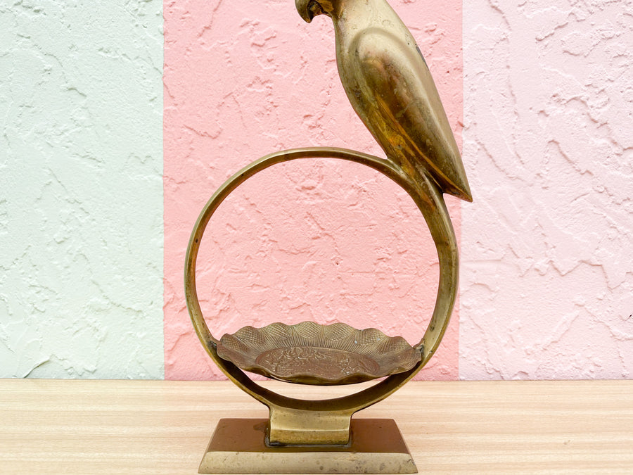 Brass Parrot Basket