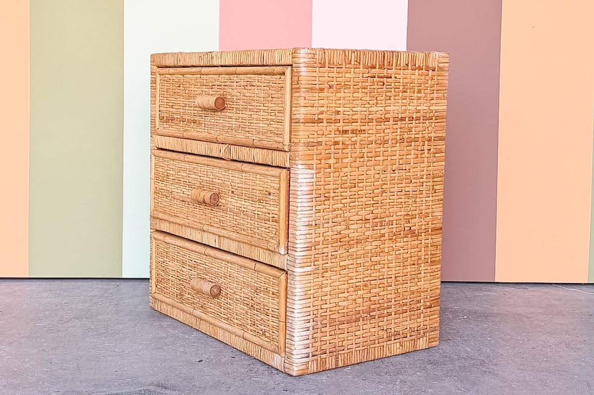 Island Style Rattan Wrapped Oversized Nightstand