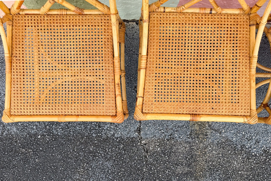 Set of Six Chippendale Rattan Dining Chairs