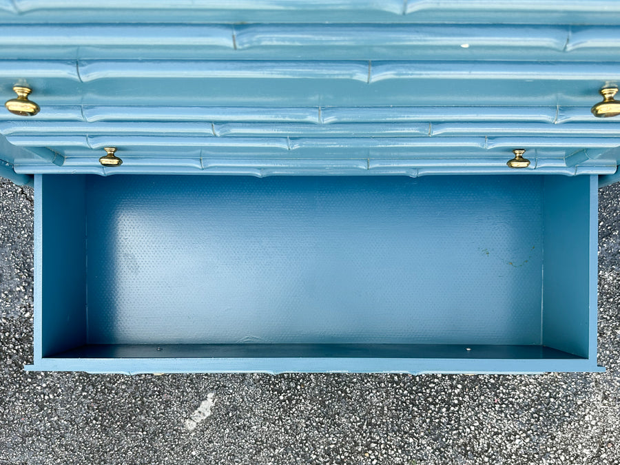 Cornflower Blue Faux Bamboo Extra Tall Chest