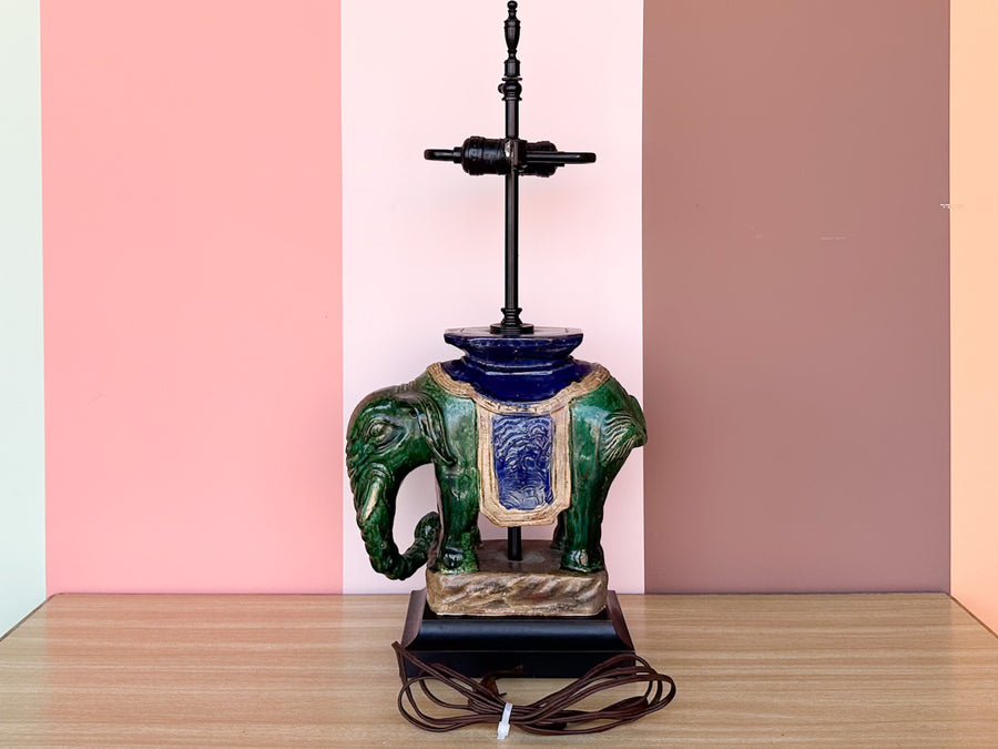 Ceramic Elephant Garden Seat Lamp