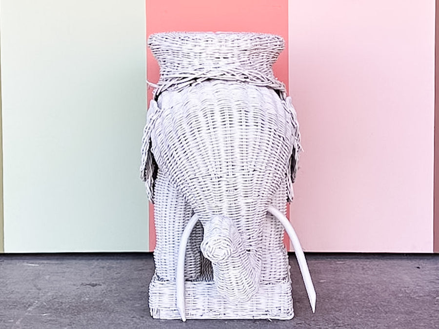 Wicker Elephant Garden Seat