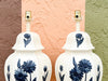 Pair of Blue Flower Ginger Jar Lamps