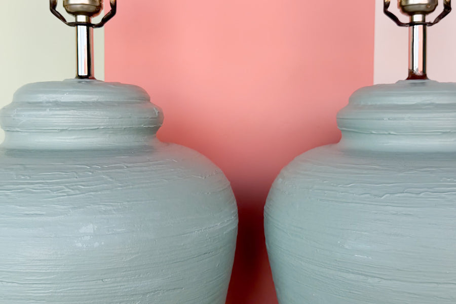 Pair of Seafoam Plaster Lamps