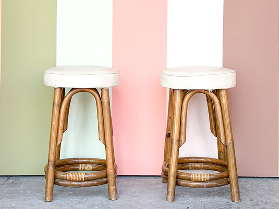 Pair of Rattan Counter Stools