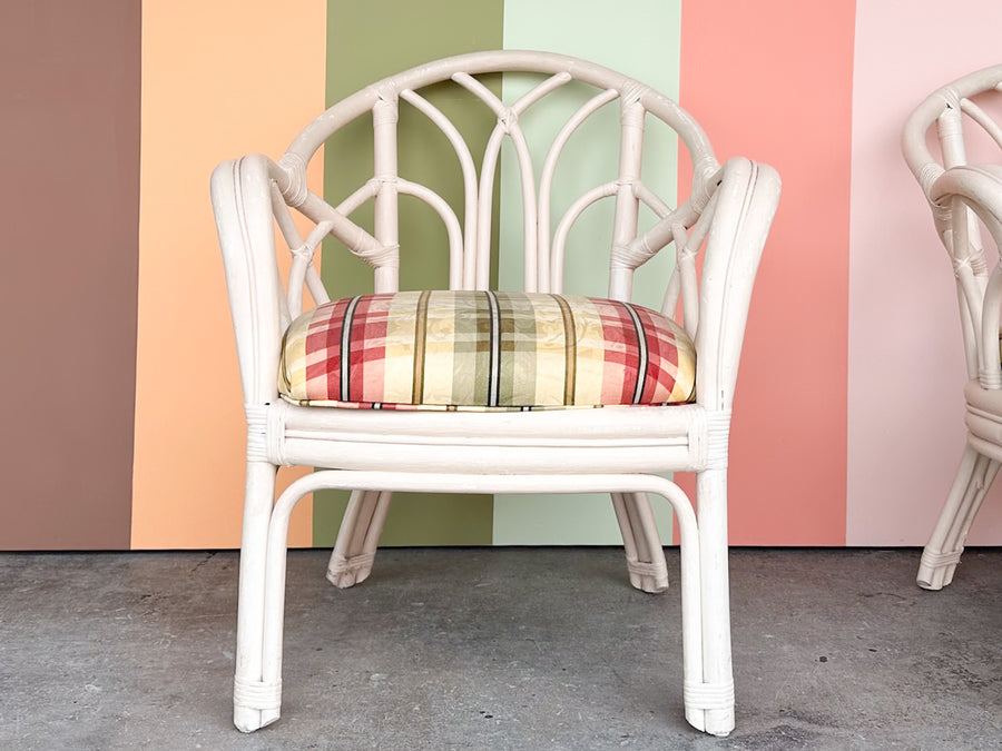 Pair of Painted Rattan Lounge Chairs