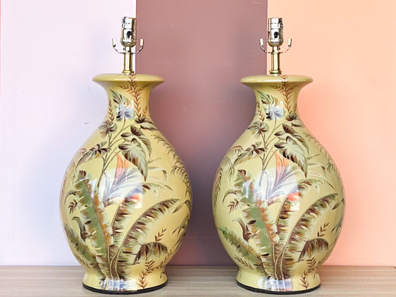Pair of Tropical Chartreause Lamps