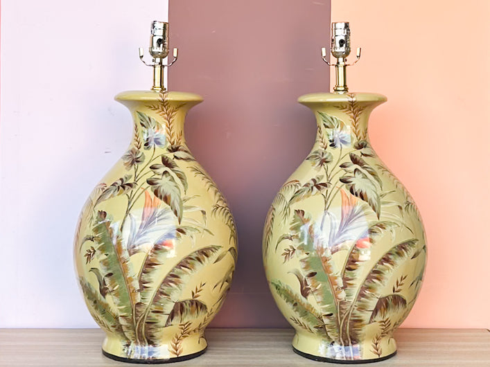 Pair of Tropical Chartreause Lamps