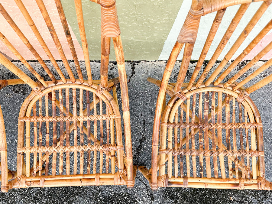 Set of Four Italian Rattan Dining Chairs