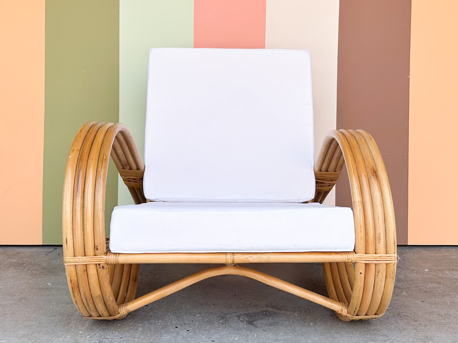 Old Florida Style Rattan Lounge Chair