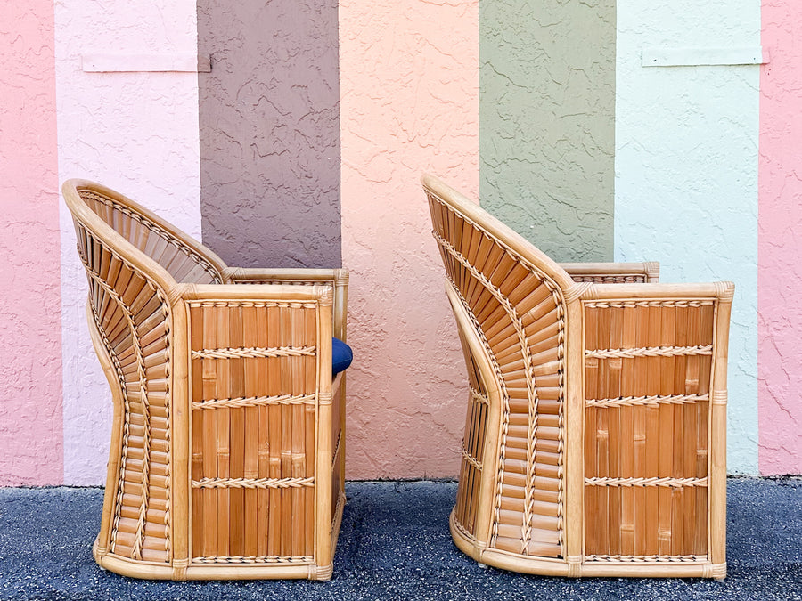 Pair of Island Chic Split Bamboo Lounge Chairs