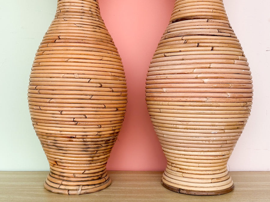 Pair of Natural Pencil Reed Vases