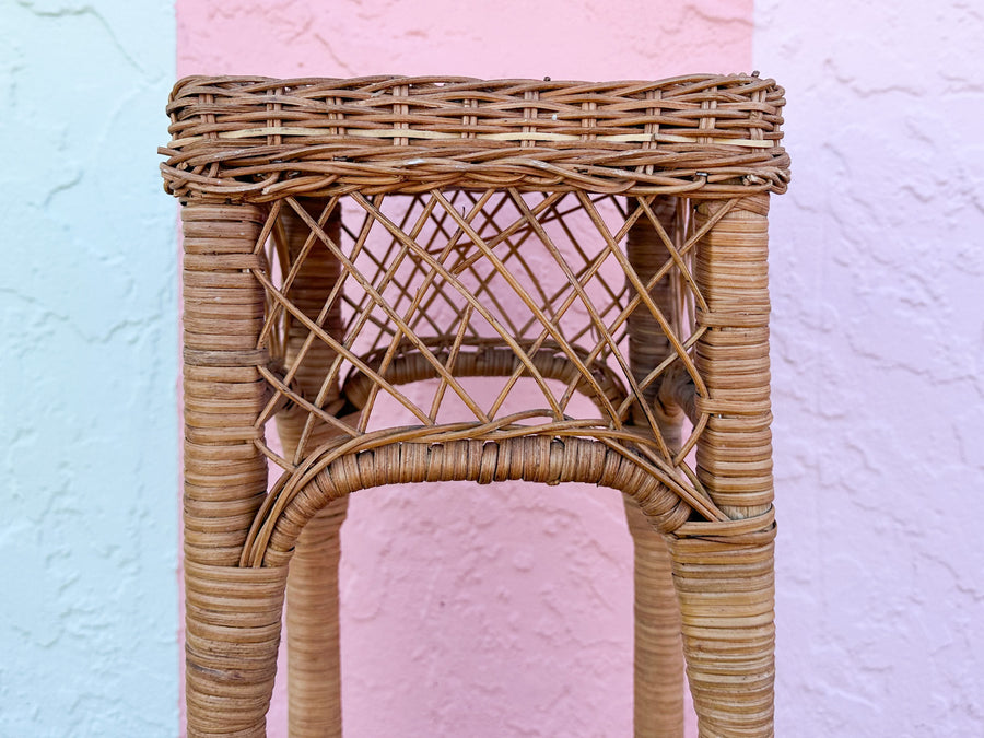Pair of Rattan Plant Stands