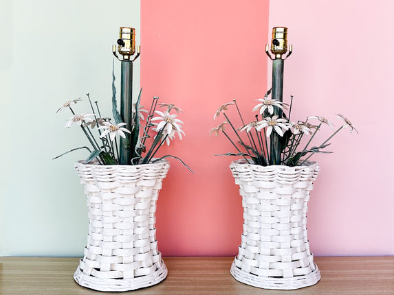 Pair of Sweet Floral Basket Lamps
