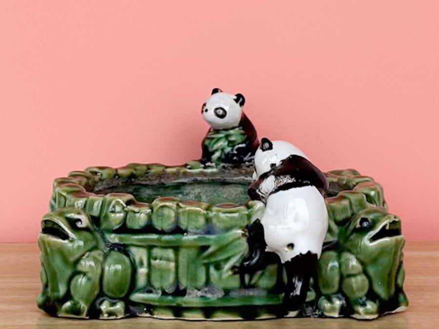 Panda and Frog Faux Bamboo Cachepot