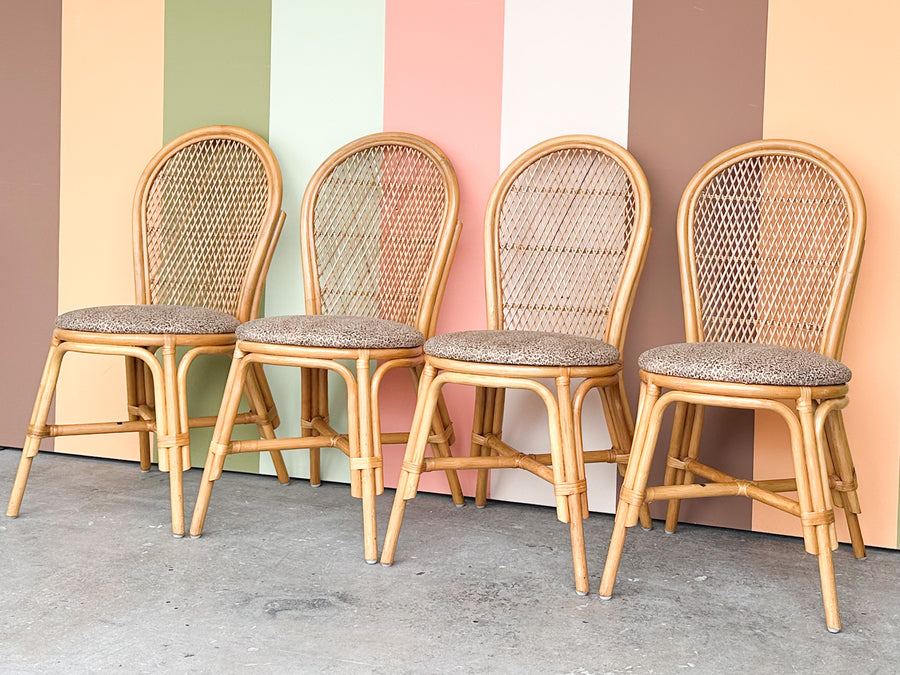 Set of Four Rattan Dining Chairs