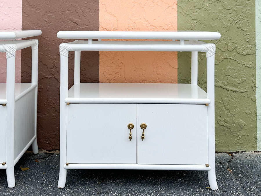 Pair of Coastal Rattan Side Tables