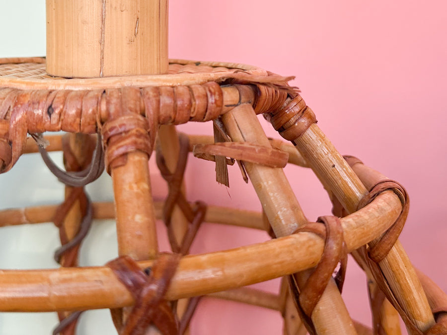 Pair of Rattan Cage Lamps