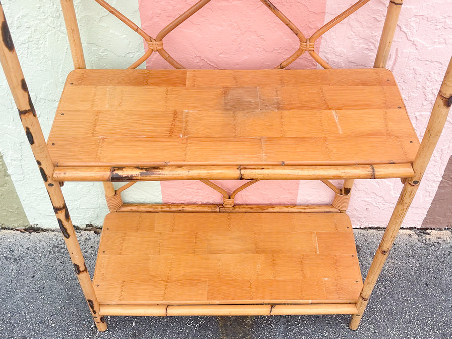 Old Florida Style Rattan Arch Etagere