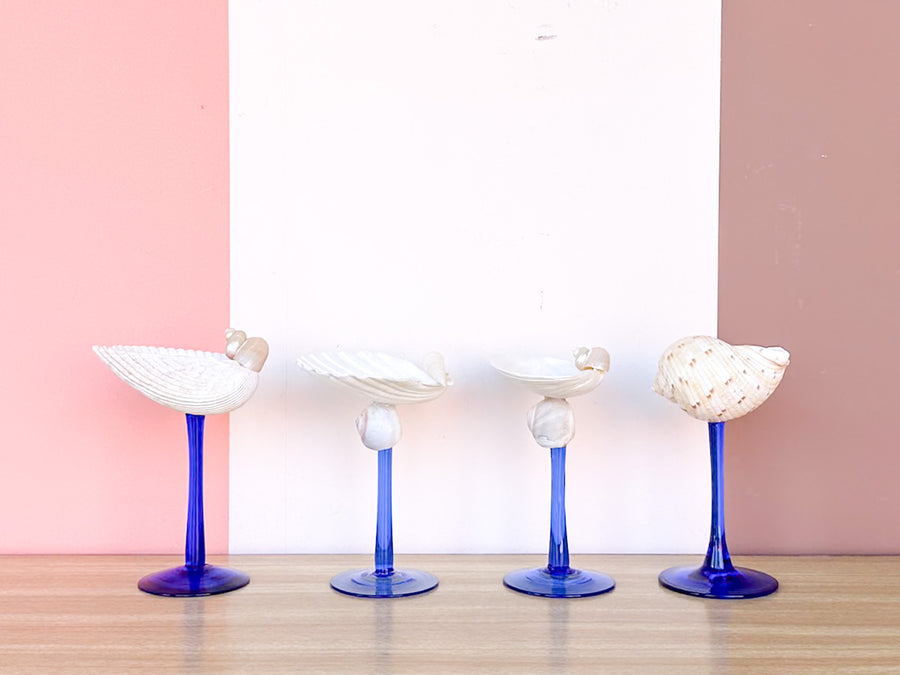 Set of Four Blue Stem Shell Coupes