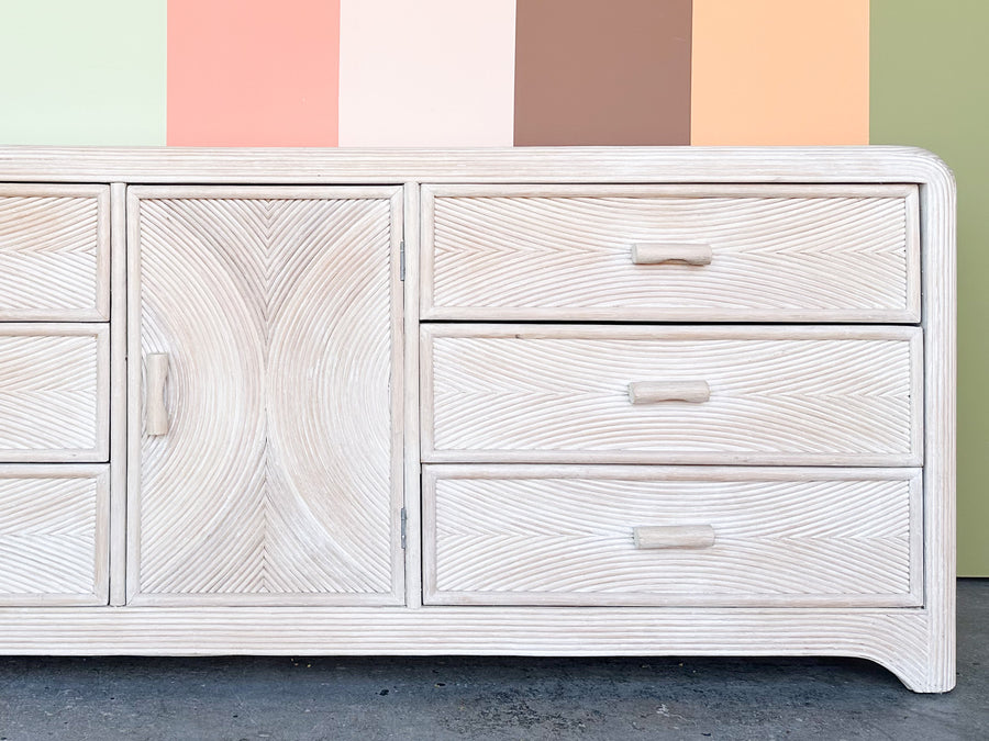 Coastal Cool Pencil Reed Rattan Credenza