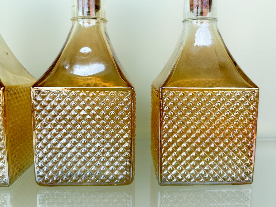 Set of Five Peach Decanters