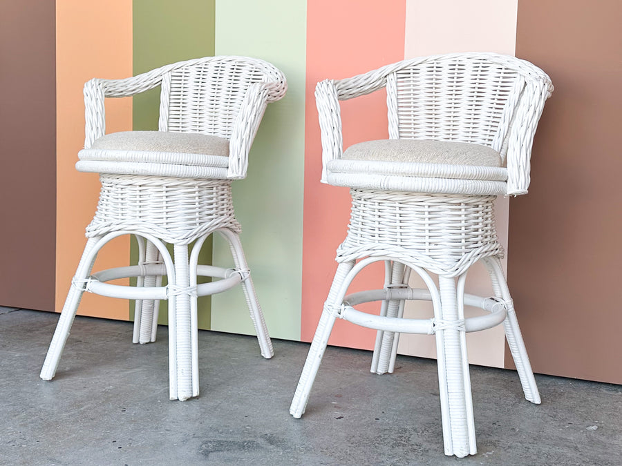 Pair of Sweet Wicker Bar Stools