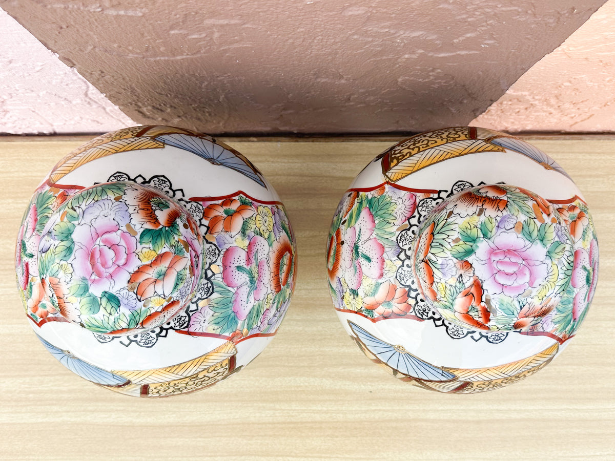 Pair of Colorful Chinoiserie Temple Jars