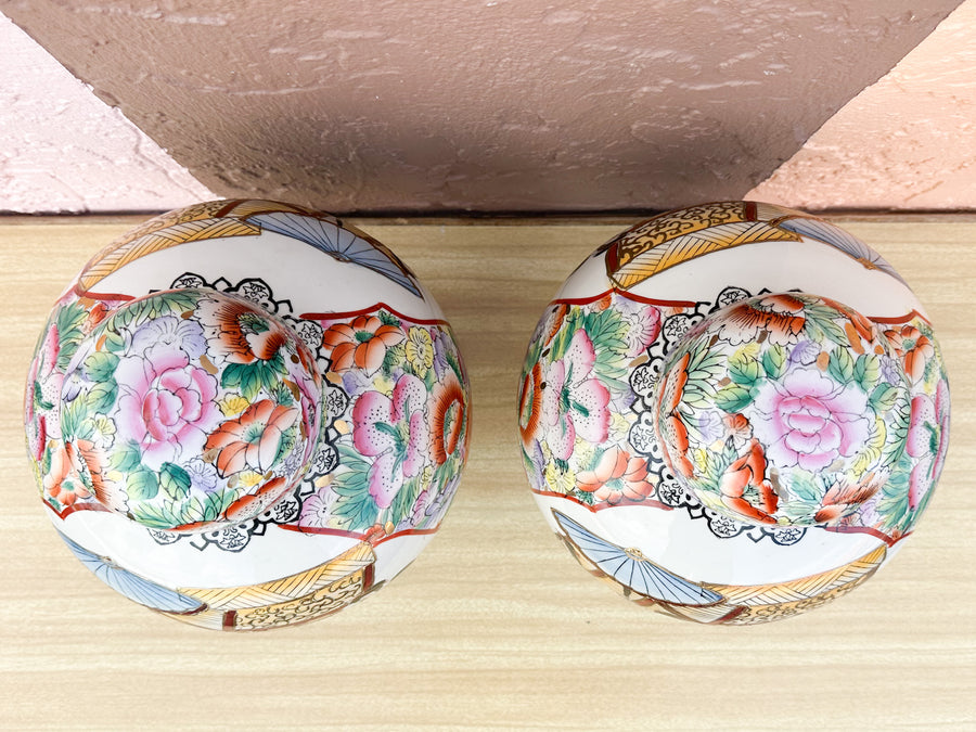 Pair of Colorful Chinoiserie Temple Jars