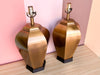 Pair of MCM Faux Brass Lamps