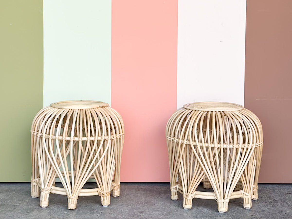 Pair of Cute Rattan Drinks Tables