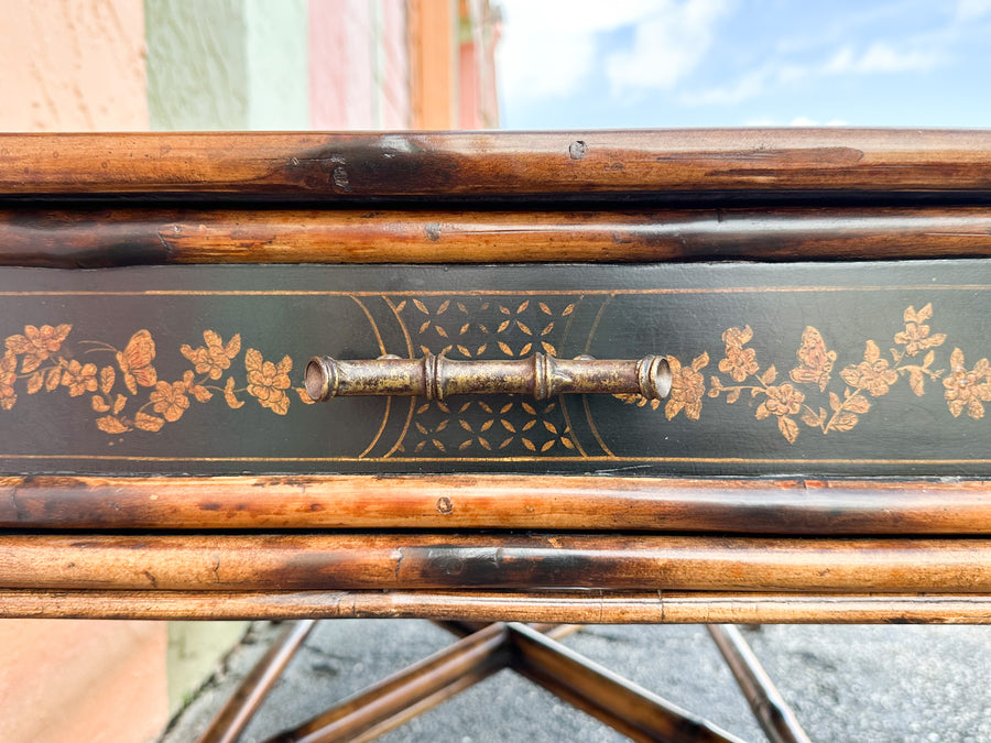Theodore Alexander Chinoiserie Tortoiseshell Rattan Coffee Table