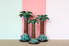 Set of Three Majolica Palm Tree Candle Holders