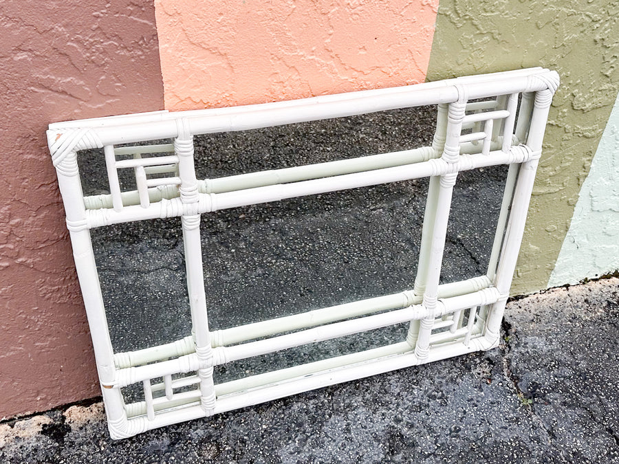 Fretwork Rattan Mirror