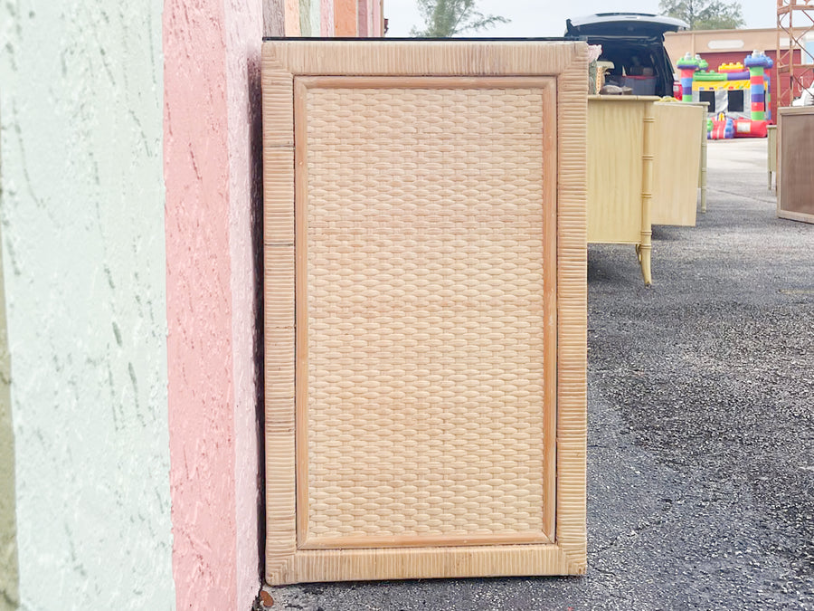 Coastal Style Rattan Wrapped Credenza