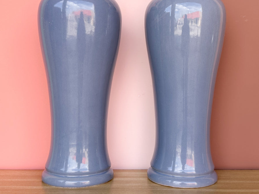Pair of Stormy Ocean Blue Lamps