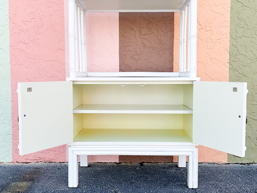 Faux Bamboo Rattan Pagoda Etagere